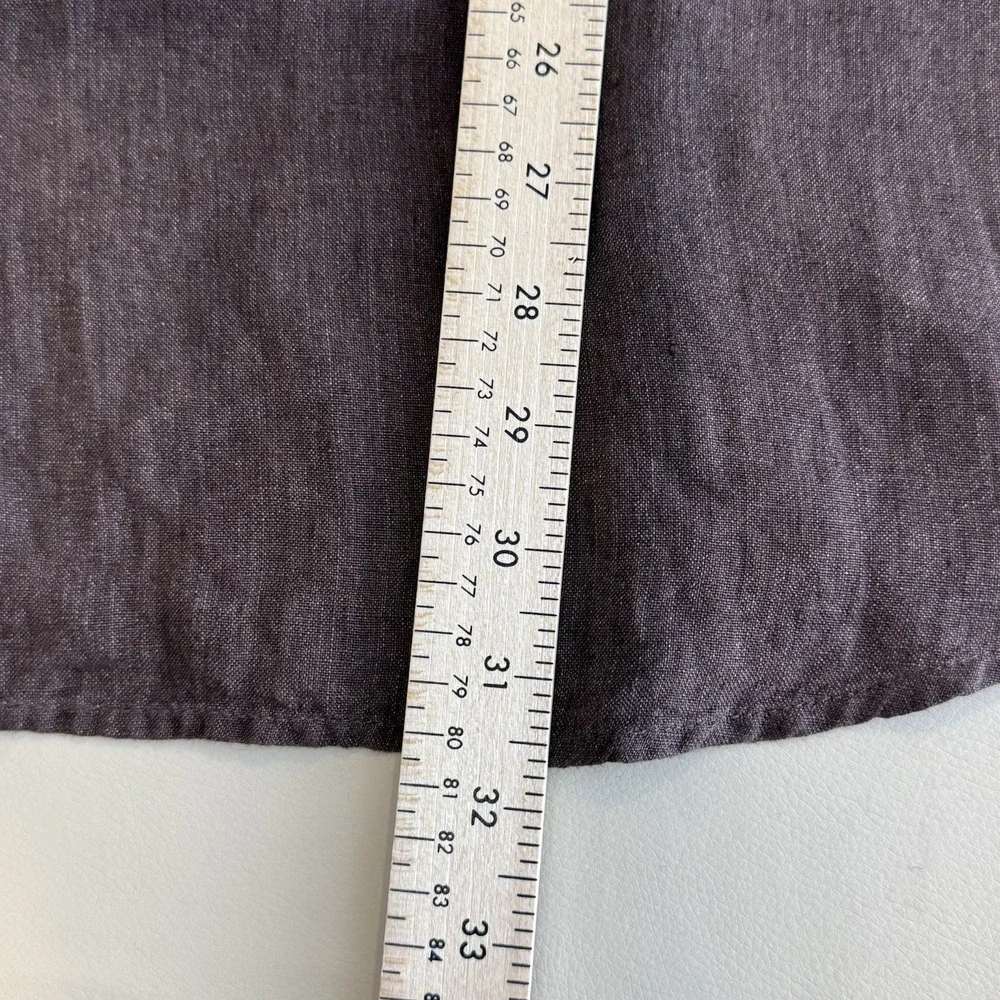 Banana Republic Linen Button Up Shirt Mens XXL Brown Untucked Fit Long Sleeve